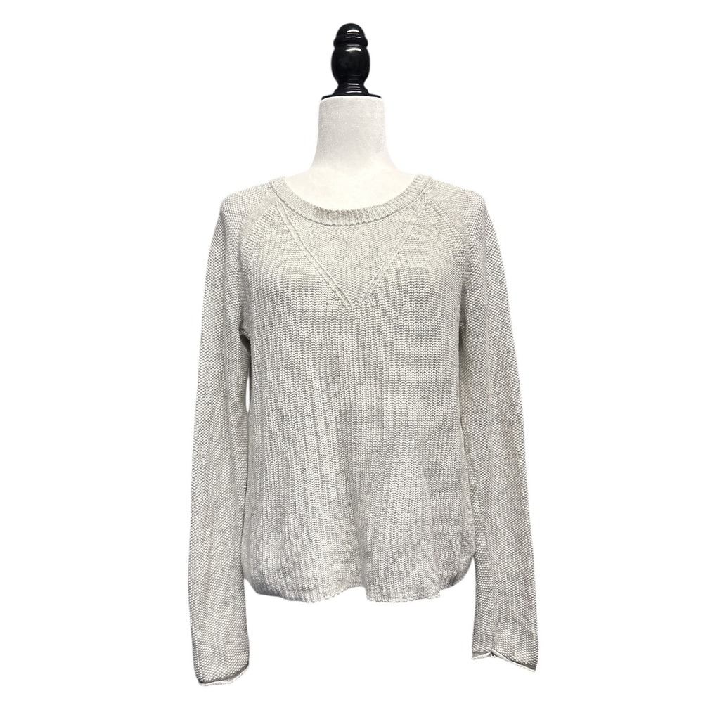 Aerie Grey Speckled Knit Sweater Long Sleeve Relaxed Crew Neck Pullover Small‎